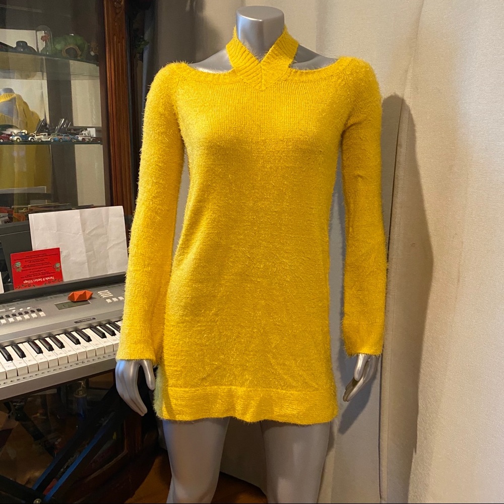 Furry Yellow Sweater Dress
